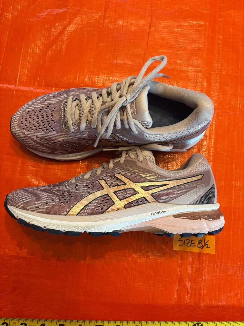 Asics Women's Light Gray and Mauve Knit Lace-Up Sneakers